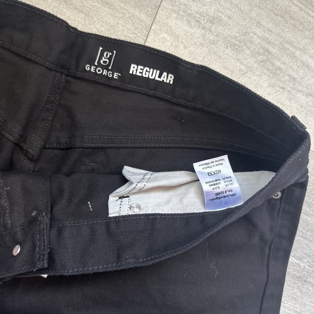 George Jeans Mens 40x32 Black Denim Straight Leg 100% Cotton Classic NWT - Picture 3 of 6